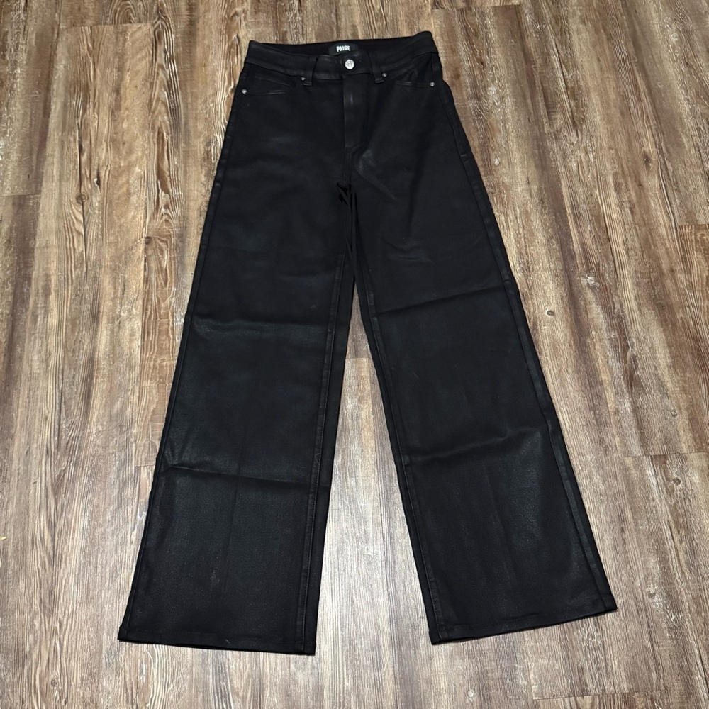 PAIGE Black Wide leg Harper luxe coated Pants size 28